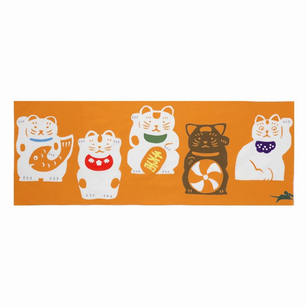 Chusen Tenugui Towel - Beckoning Cat and Mouse