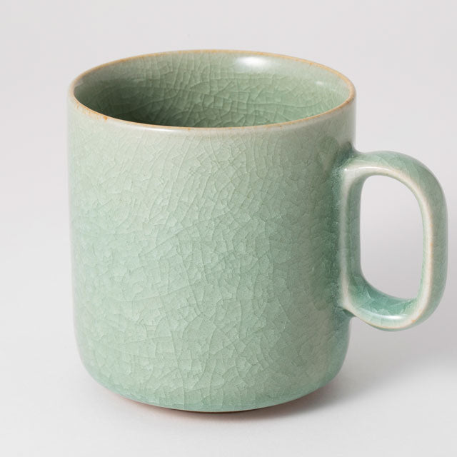 Nabeshima Kosen Kiln Blue Celadon Crackle Glaze Mug