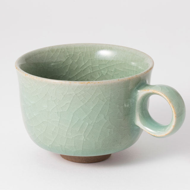 Nabeshima Kosen Kiln Blue Celadon Crackle Glaze Teacup