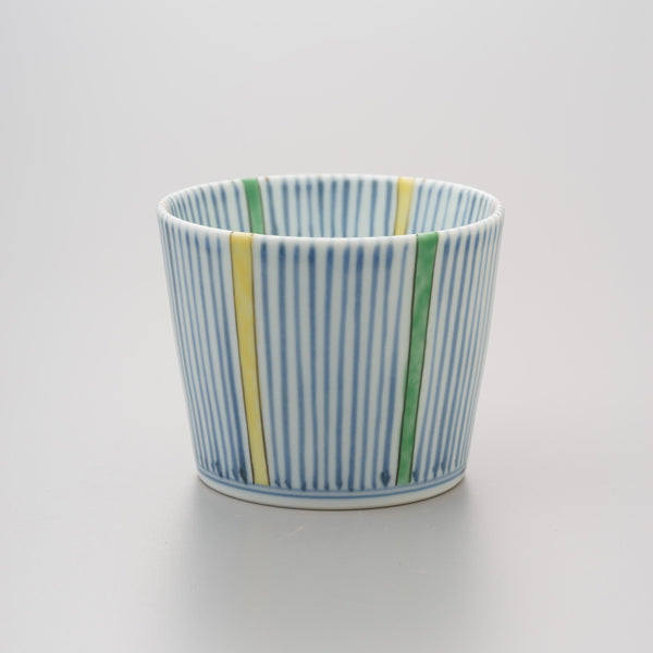 Keizan Kiln Sometsuke-nishiki Four-Color Striped Soba Cup