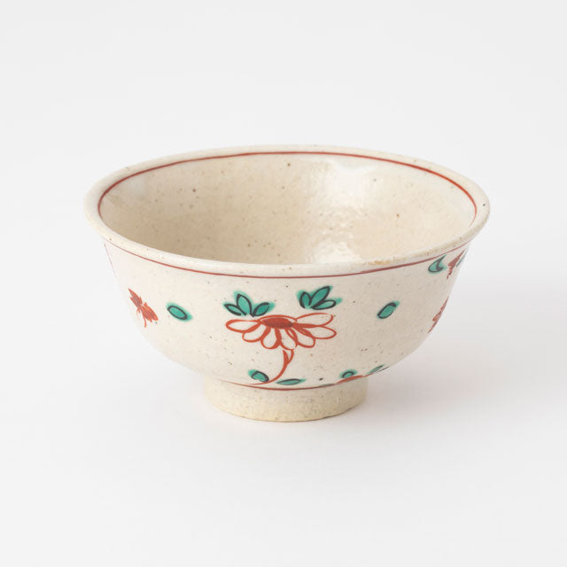 Good Day Rice Bowl - Red-Painted Flowers and Butterflies