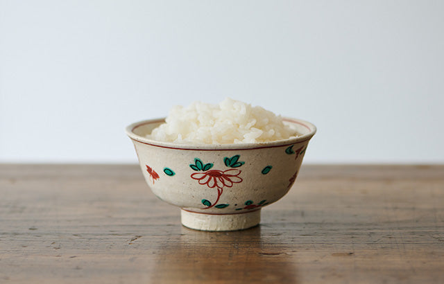 Good Day Rice Bowl - Red-Painted Flowers and Butterflies