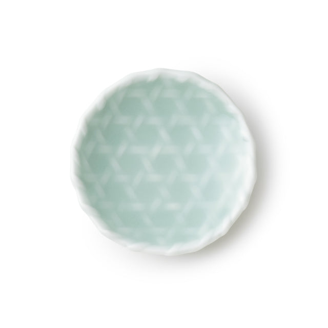 Nabeshima Kosen Kiln Blue Celadon Basket Weave Small Dish