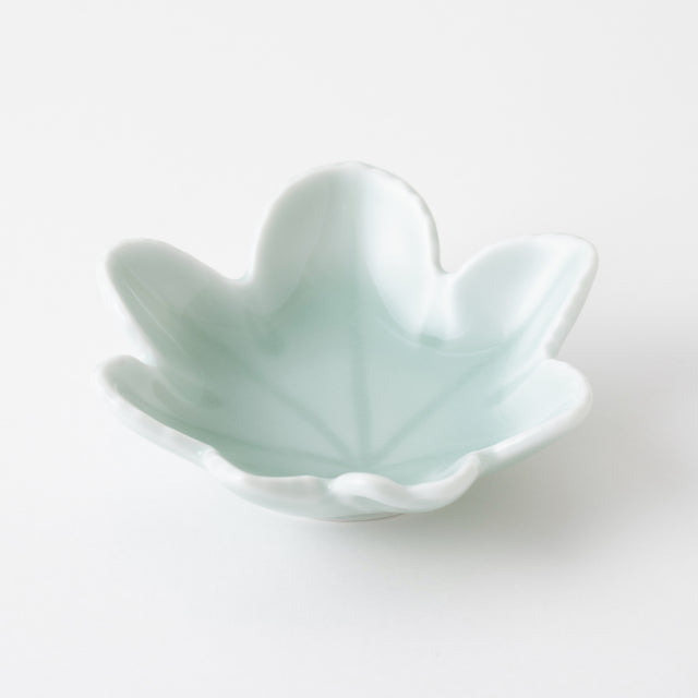 Nabeshima Kosen Kiln Blue Celadon Maple Leaf Small Dish