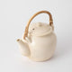 Banko-yaki Direct-Flame Teapot with Rattan Handle - White Glaze