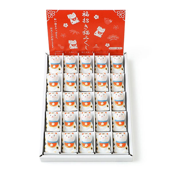 Lucky Maneki-neko Fortune Slips - 25 Pieces Boxed